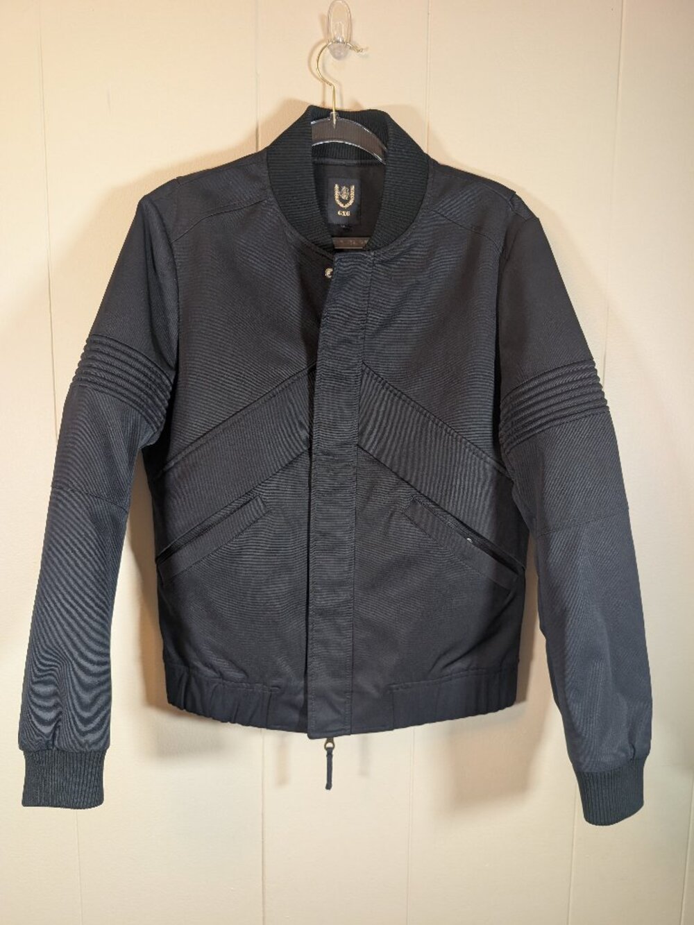 MOTO GXG Black Bomber Jacket L Biker Ribbed Sleeve Streetwear Utility